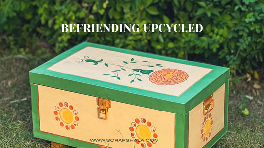 Upcycled repurposed handpainted army trunks by scrapshala
