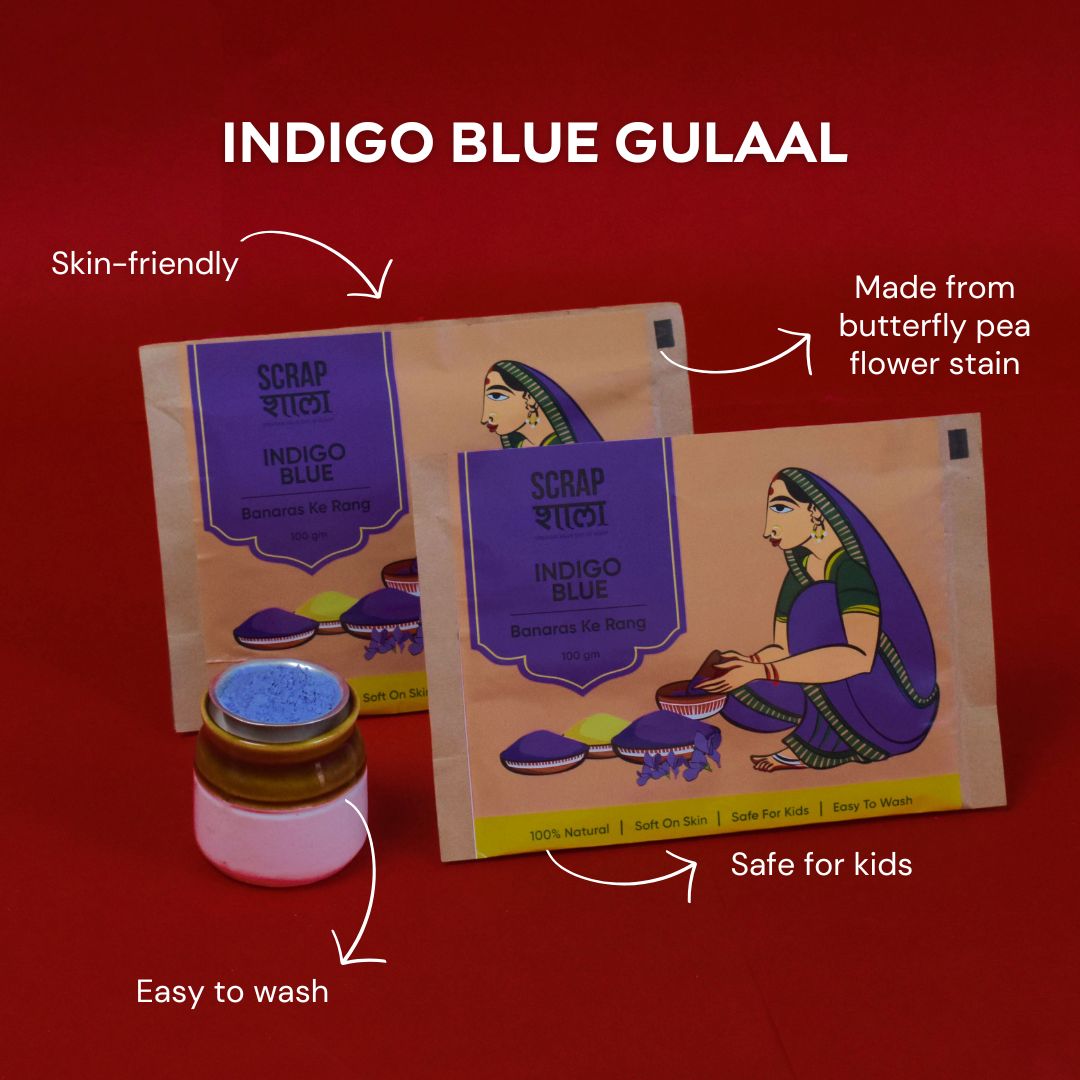 Natural Blue Gulaal for Holi | 200g | Skin-friendly | 100% Natural | Easy to Wash | Made in Banaras