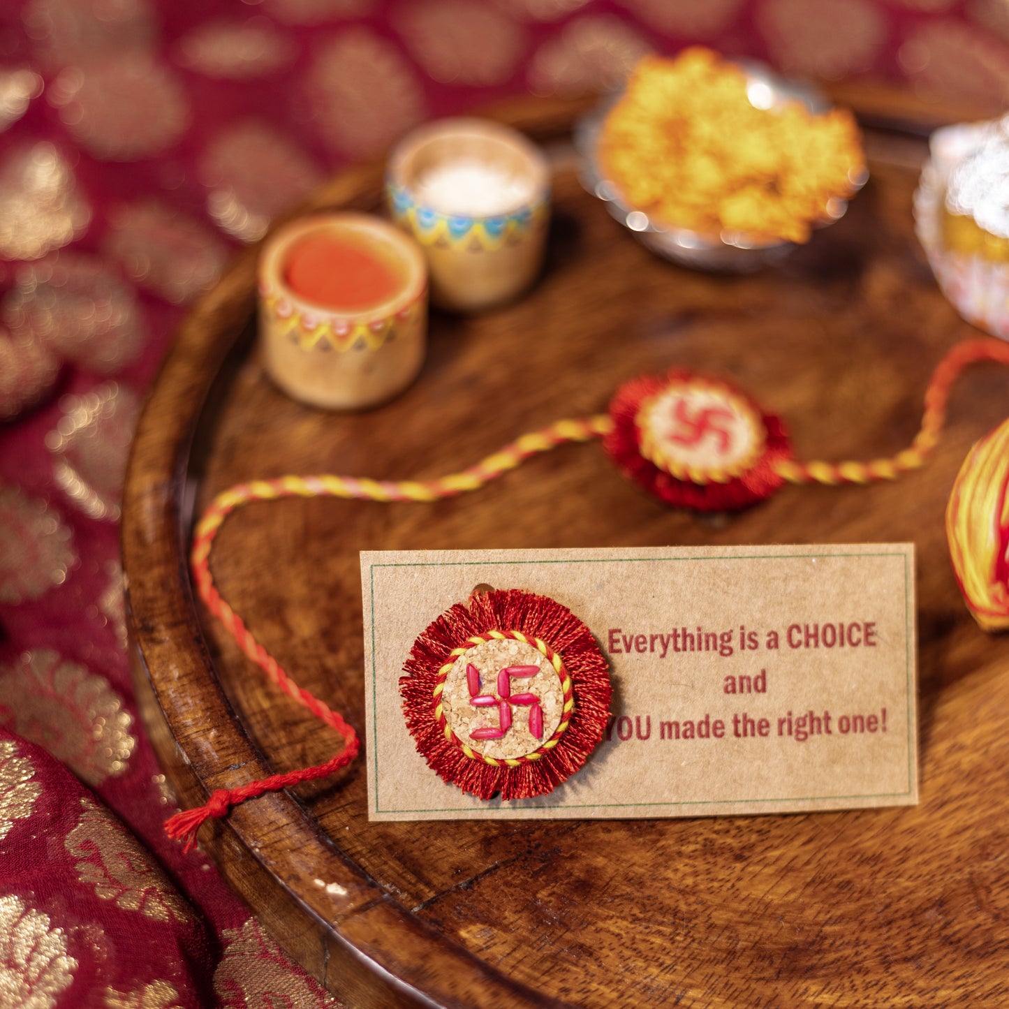 Swastik Plantable Rakhi | Eco-friendly | Soft on skin | Grows into plant | Roli-Chawal | Handmade in Banaras
