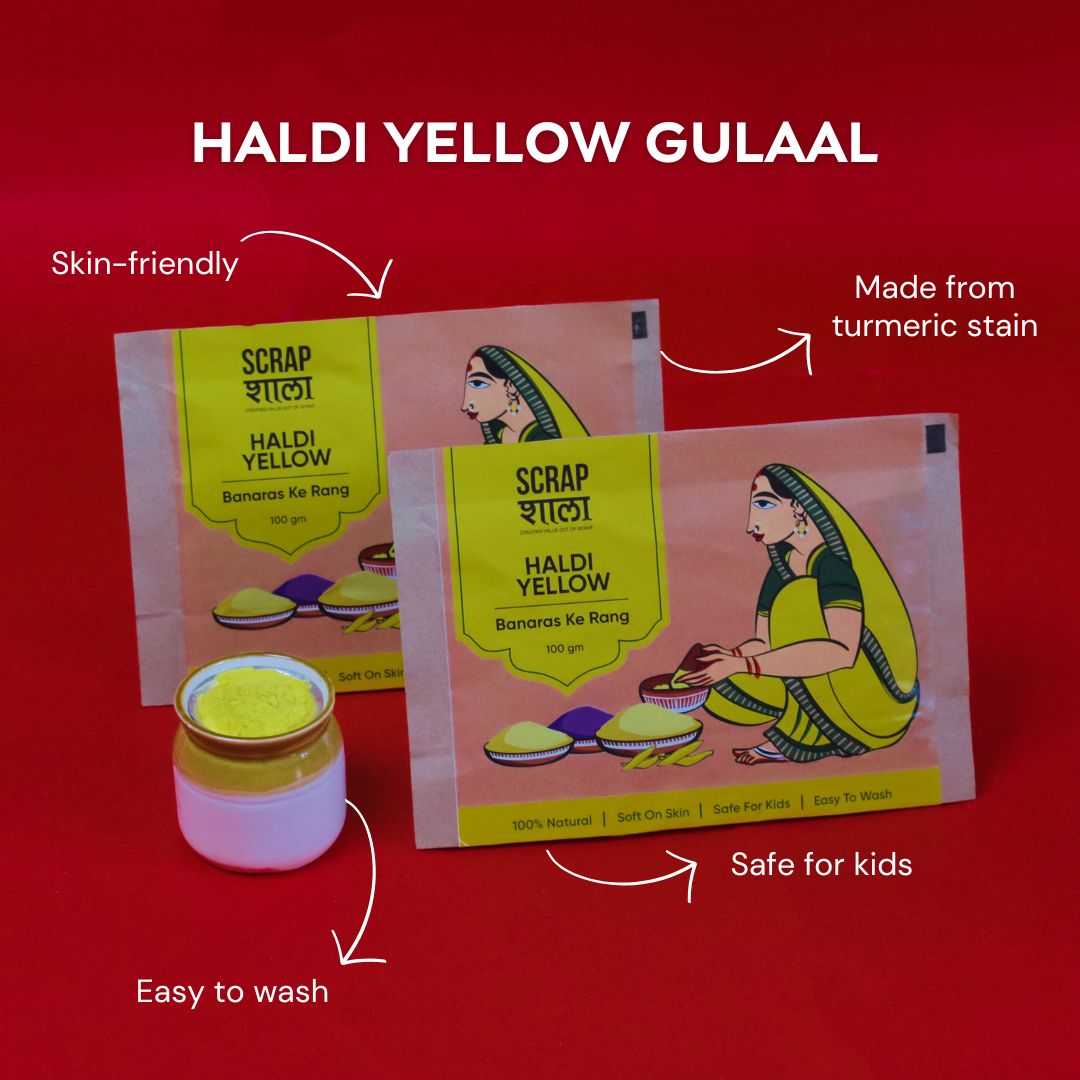 Natural Yellow Gulaal for Holi | 200g | Skin-friendly | 100% Natural | Easy to Wash | Made in Banaras