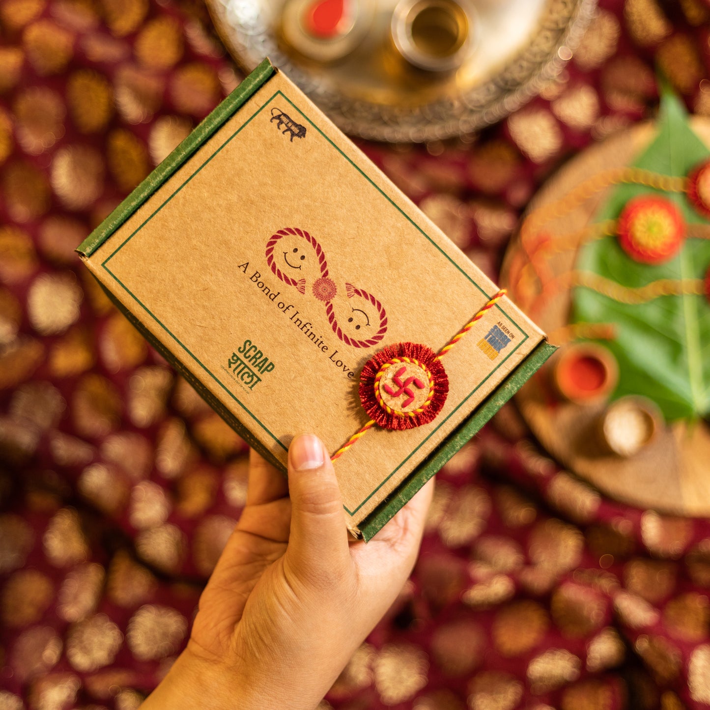 Swastik Plantable Rakhi | Eco-friendly | Soft on skin | Grows into plant | Roli-Chawal | Handmade in Banaras