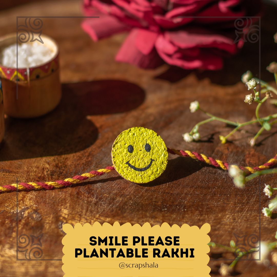 Smile Please Plantable Seed Rakhi Box | 2 Seed Rakhi | Roli-Chawal | Tulsi Plant | Kids | Handmade in Banaras