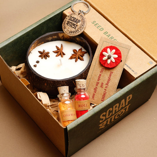 Light of Love Rakhi Gift Box | Plantable Rakhi | Coconut Soy Candle | Eco-Friendly Rakhi Hamper | Handmade Gift for Rakshabandhan
