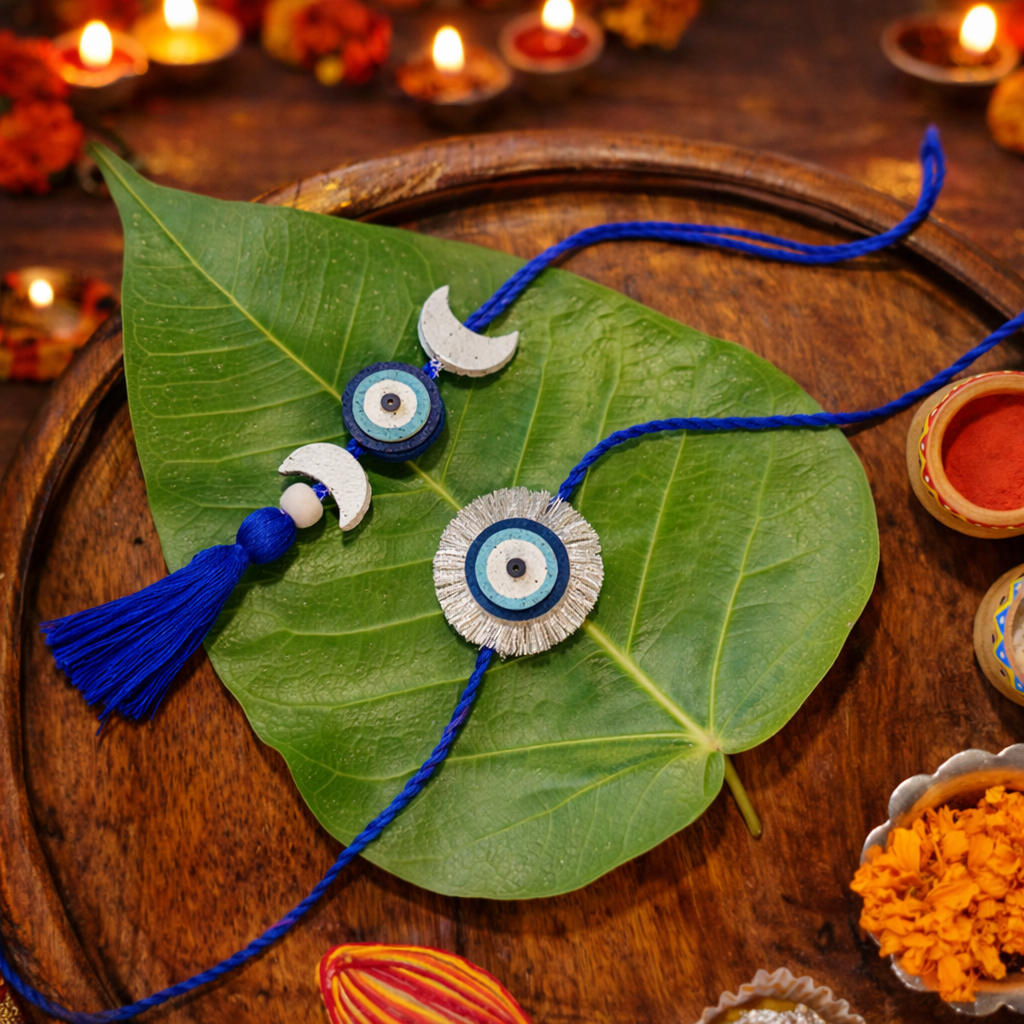 Nazarbattu Planter Box – Eco-Friendly Plantable Rakhi Gift Hamper 2025 | Sustainable Rakhi Lumba Set with Seeds & Planter