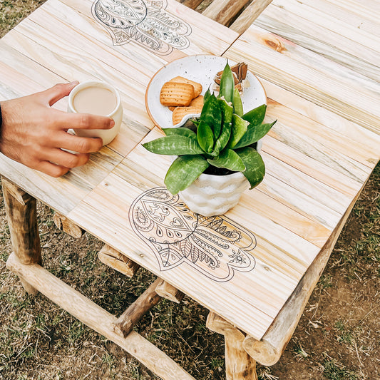 Hamsa Multipurpose Runner | Natural Reclaimed Wood | Foldable | Stain-Proof | Scrapshala