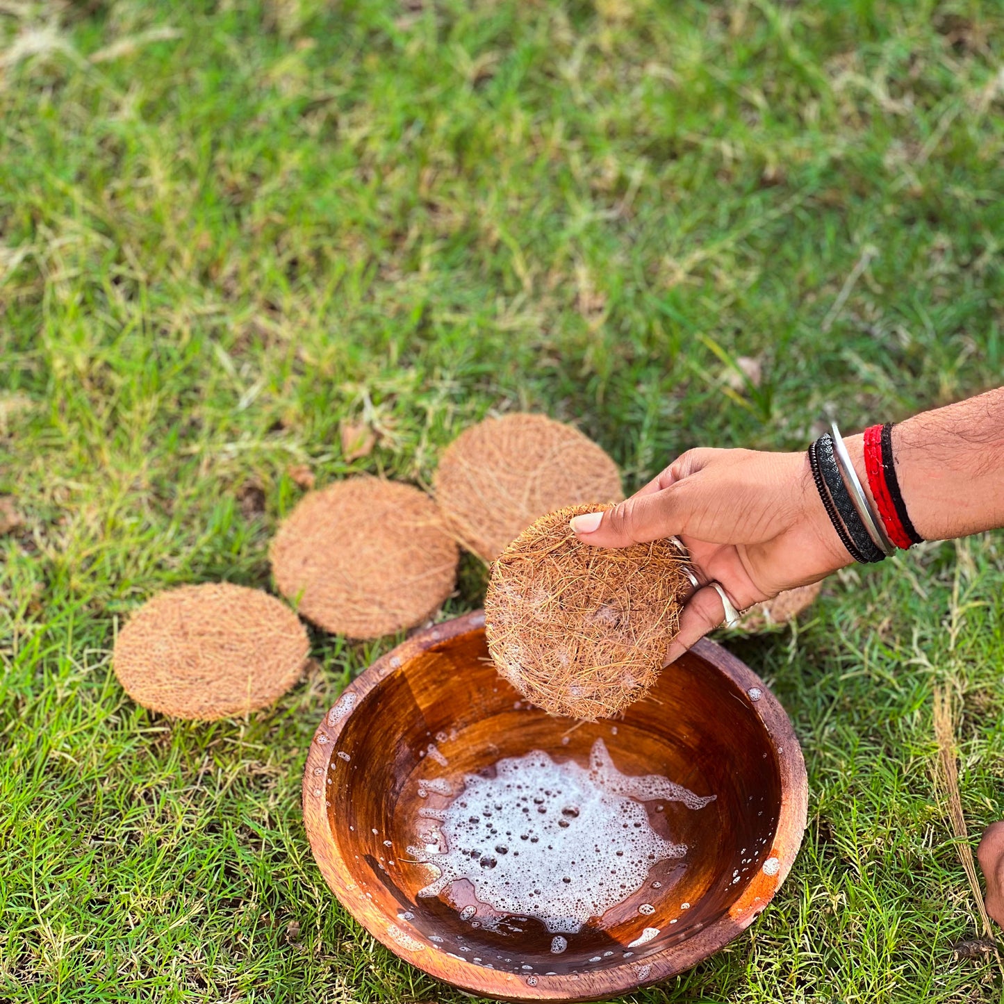 Dish Scrubber Pad | Pack of 5 pads | Natural Coir Bristles | Sturdy | Biodegradable | Plastic-free | Scrapshala