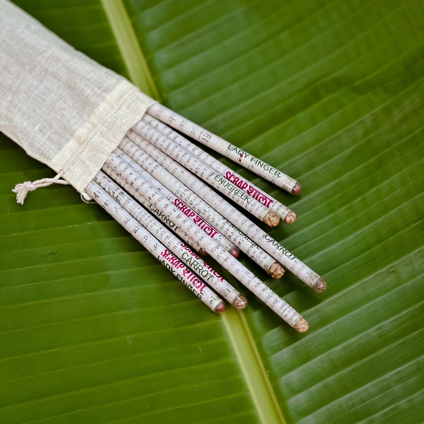 Plantable Pencil Pack | Set of 10 | 4 plantable seeds | Upcycled | Scrapshala