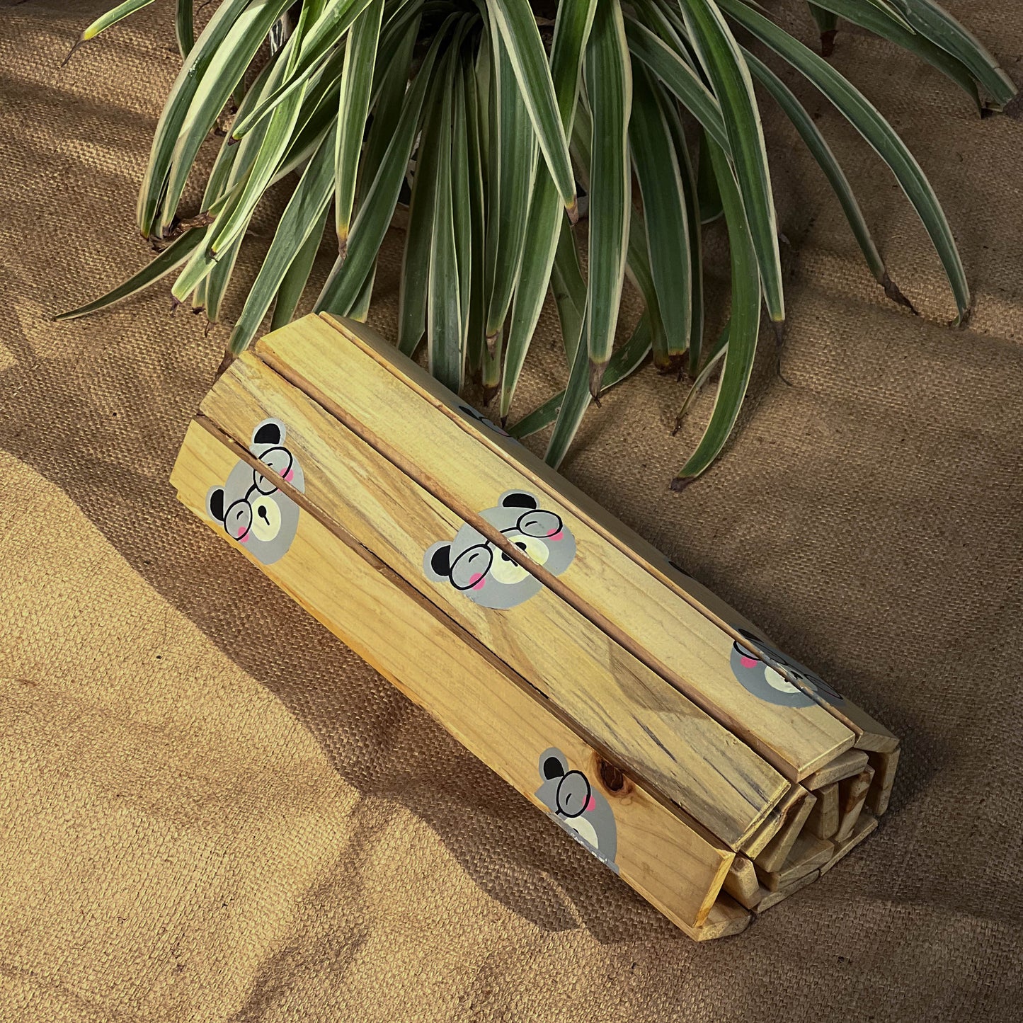 Healthy Bear Place Mat | Multipurpose | Foldable | Stain-Proof | Natural Reclaimed Wood | Scrapshala