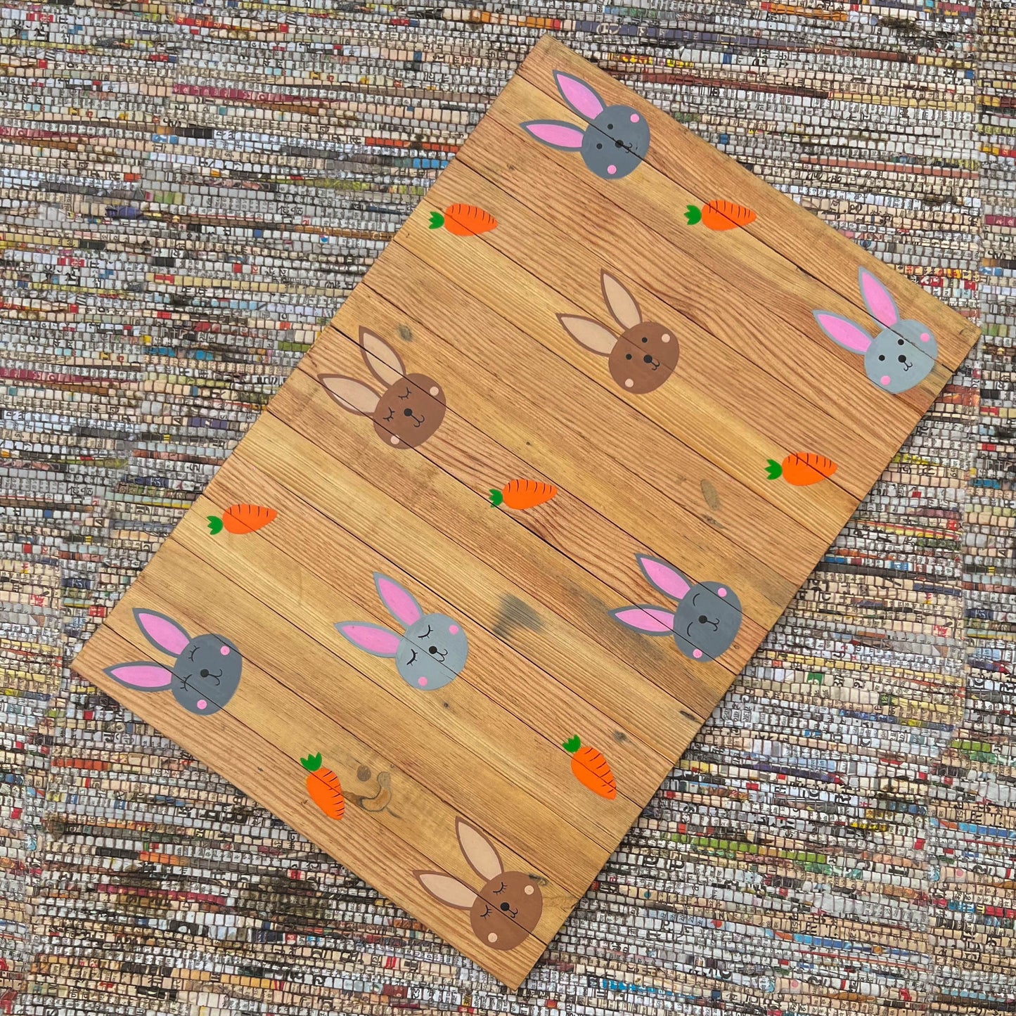 Healthy Rabbit Place Mat | Multipurpose | Natural Reclaimed Wood | Foldable | Stain-Proof | Scrapshala