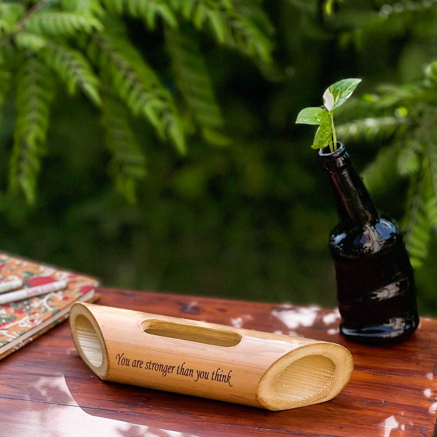 Bamboobeat sound amplifier | You Are Stronger Than You Think | Mobile Holder | Eco-friendly | Office Desk | Scrapshala