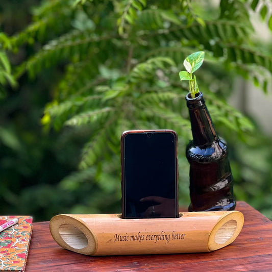 Bamboobeat Sound Amplifier | Music Makes Everything Better | Mobile Holder | Eco-friendly | Office Desk | Scrapshala