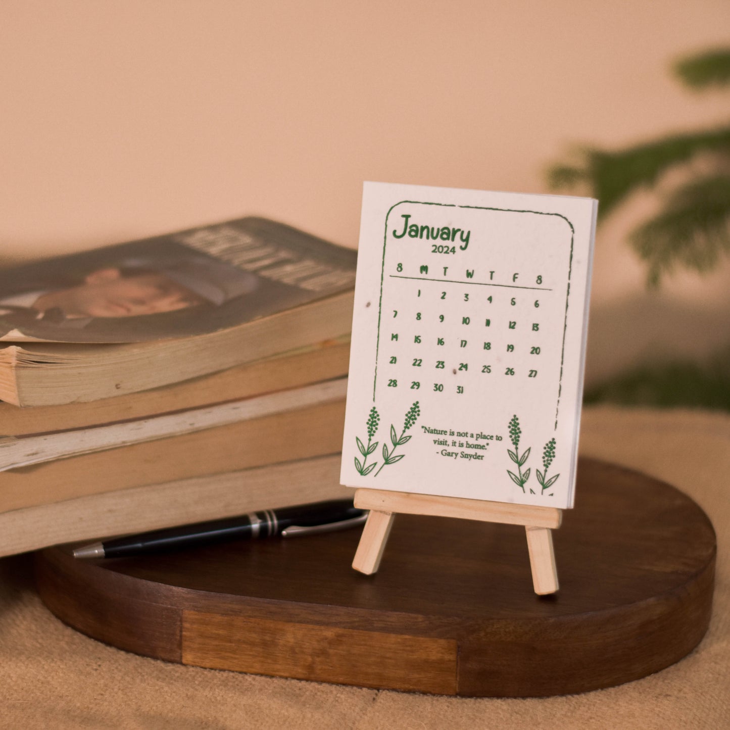 Plantable Calendar 2025 | Seed Paper | Eco-friendly | With wooden easel stand | Sustainable Gifting | Made in India