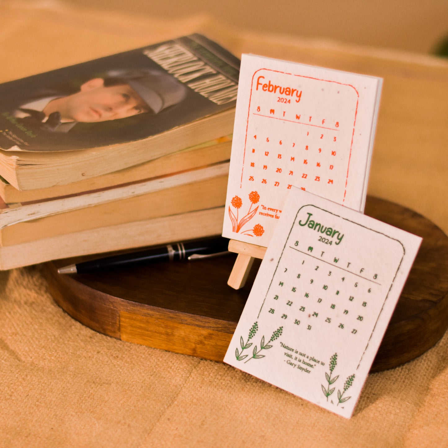 Plantable Calendar 2025 | Seed Paper | Eco-friendly | With wooden easel stand | Sustainable Gifting | Made in India