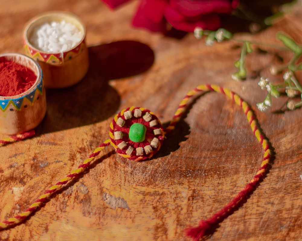Plantable Seed Rakhi Family Box | Pair of 2 rakhi | Roli-Chawal | Seed Ball | Handmade in Banaras | Scrapshala