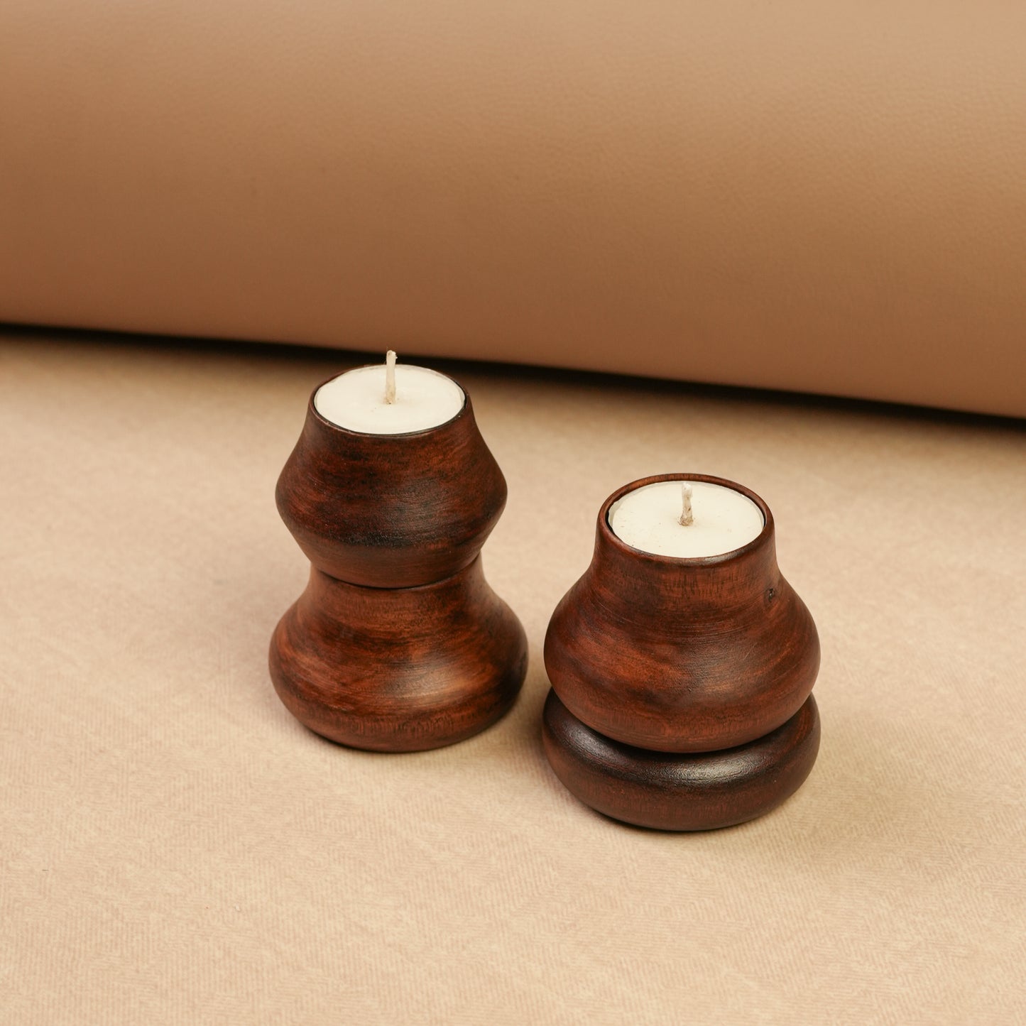 Matka Glow Wooden Tea-Light Holder Set | Reusable & Eco-Friendly Candle Stands | Premium Festive & Home Décor Gift | Handcrafted in Banaras