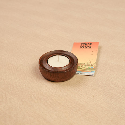 Radiance Ring Wooden T-Light Holder Set of 2 | Handcrafted | Made in Varanasi