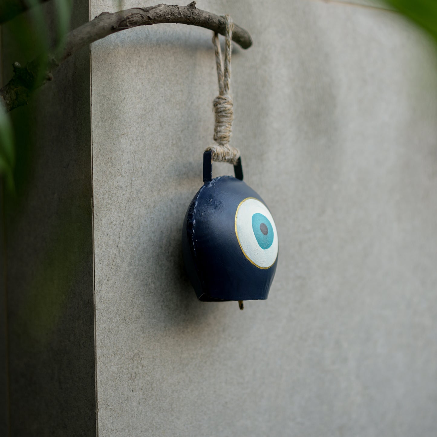 Evil Eye Cowbell Hanging | Handcrafted and Sustainable | Protective Wall & Door Hanging with Soothing Sound