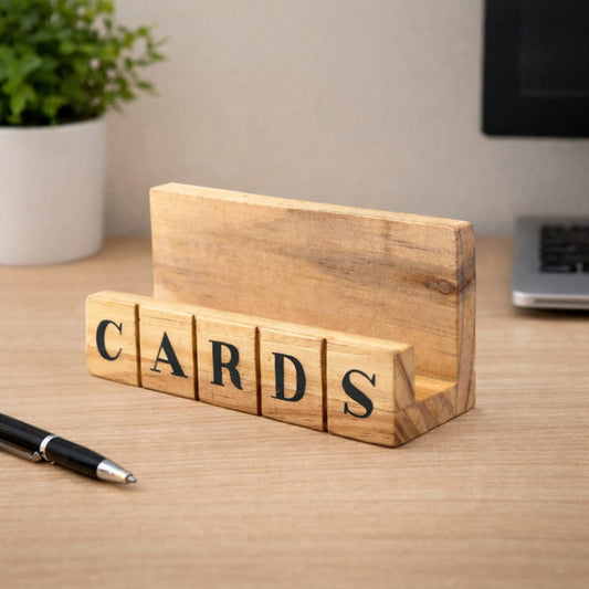 CARDS Wooden Card Holder | Upcycled Desk Organizer for Corporate Gifting