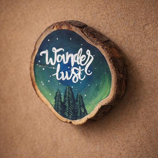 Wanderlust Wooden Wall Plate | Handpainted Sustainable Wall Décor from Reclaimed Wood | ScrapShala