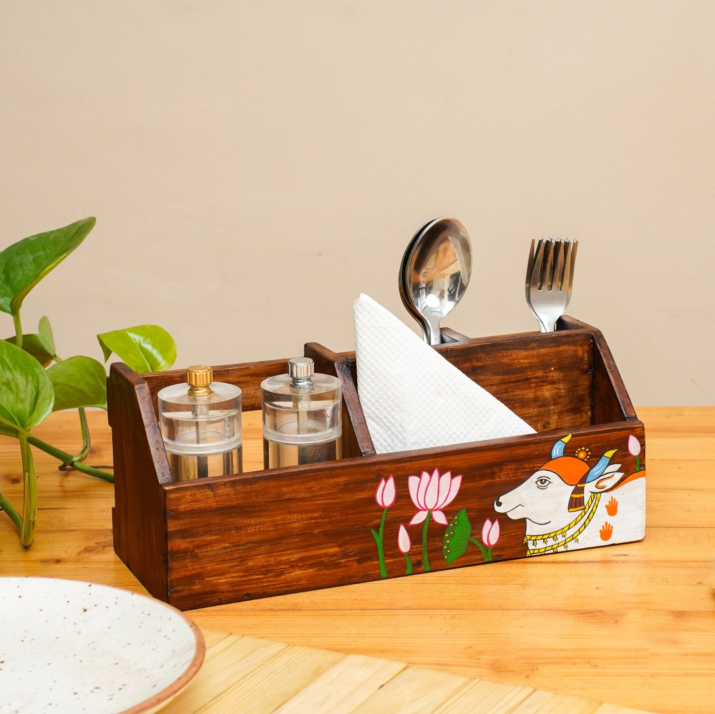 Pichwai Housewarming Gift Hamper | Pichwai Runner | Pichwai Dining Cutlery Holder | Pichwai Tea Light Holder | Aesthetic | Functional | Sustainable | Scrapshala