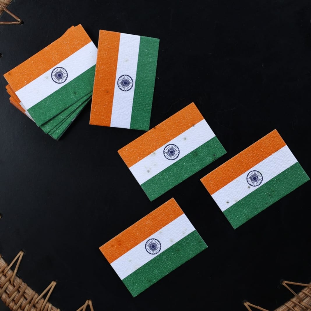 Sustainable Indian Flag | Plantable | 100% Biodegradable | Grows into plants | Eco-friendly | Pack of 50 | Made in India