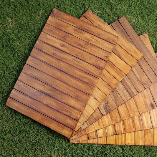 Foldable Reclaimed Wood Walnut Table Mats | Pack of 6 | Sustainable & Handcrafted by Scrapshala | Made in India