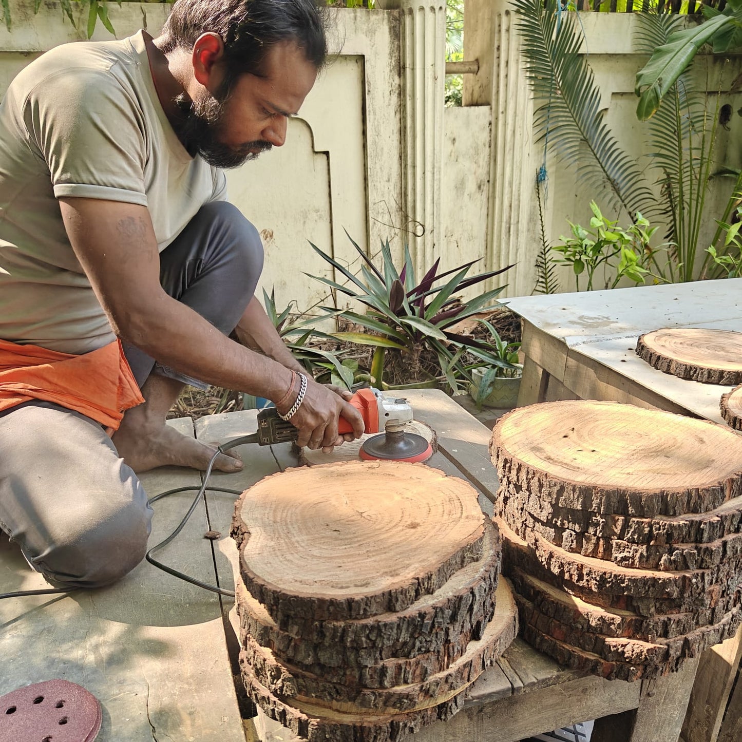 Pichwai Lotus Live Edge Wooden Wall Plate | Contemporary | Unique Gifts | Scrapshala