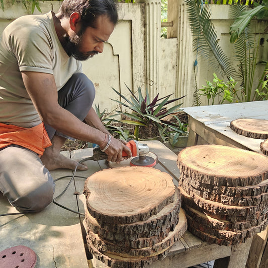 Pichwai Lotus Live Edge Wooden Wall Plate | Contemporary | Unique Gifts | Scrapshala