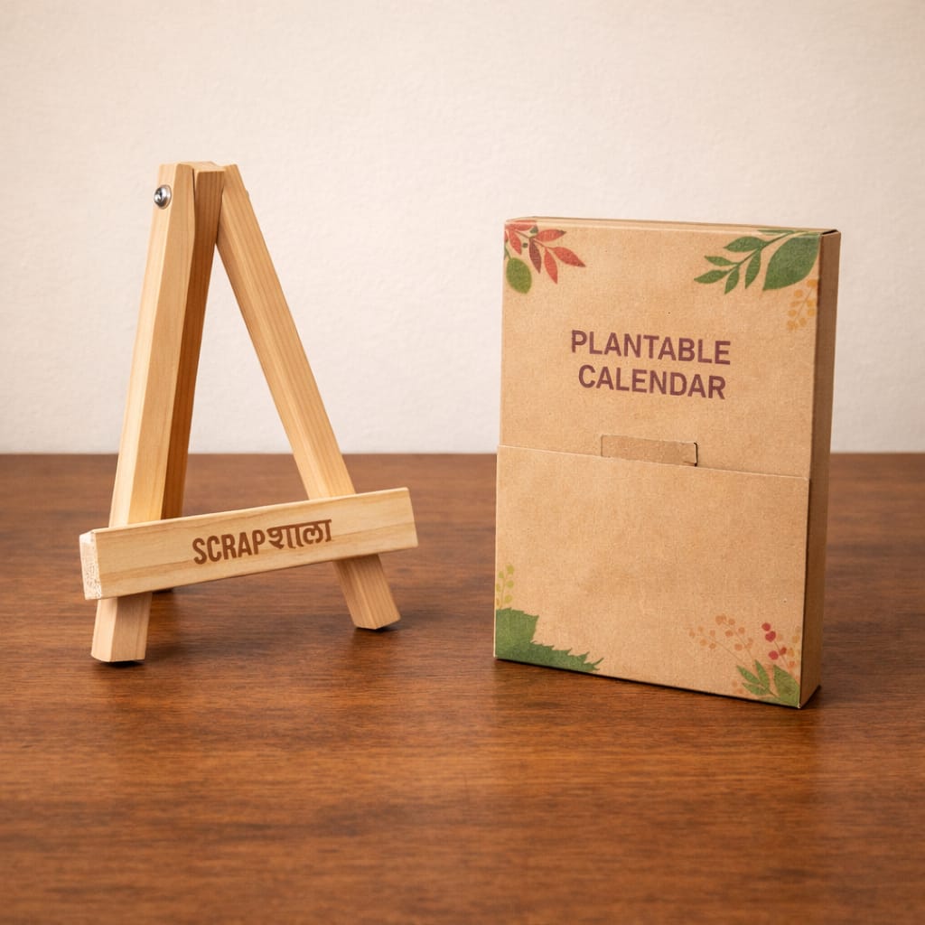 Plantable Calendar 2026 | Seed Paper Desk Calendar with Wooden Easel | Handmade & Eco-Friendly | Corporate Gift