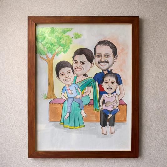 Personalized Caricature Frame | Hand-Drawn & Hand-Painted Artwork | Custom Gift | Scrapshala
