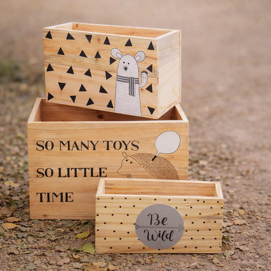 Wooden Storage Box Set of 3 | Handcrafted & Customizable | Space Saver | Scrapshala