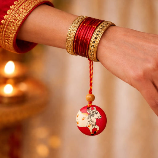 Pichwai Lumba Set | Handpainted | Reusable | Pair of 2 | Mango Wood | Eco-friendly