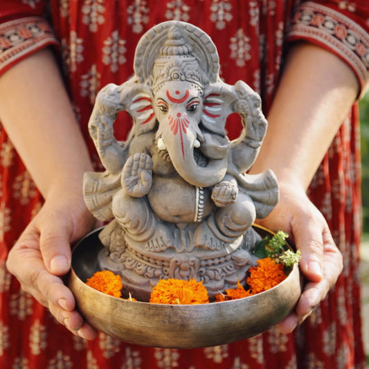 Eco-Friendly Plantable Ganesh Idol with Tulsi Seeds – Clay Ganpati Murti