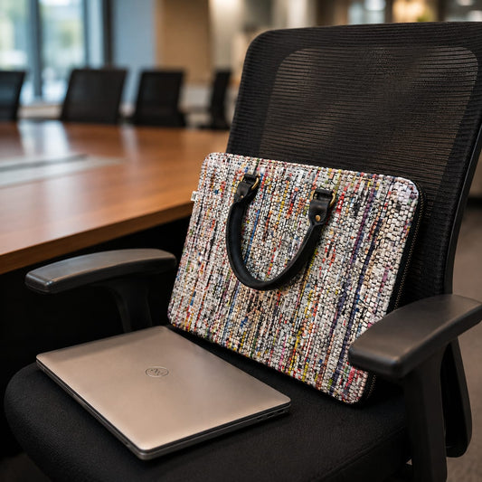 Eco-Friendly Laptop Bag | Upcycled Newspaper Textile and Tyre tubes | Scrapshala
