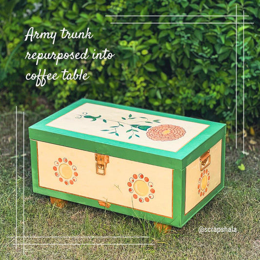 Handpainted Army Trunks | Coffee Table | Storage | Open to customization | Stain-proof