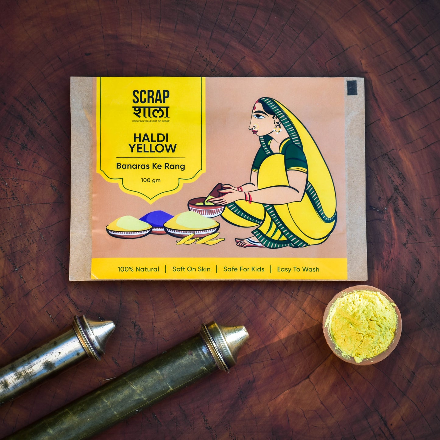 Natural Yellow Gulaal for Holi | 200g | Skin-friendly | 100% Natural | Easy to Wash | Made in Banaras