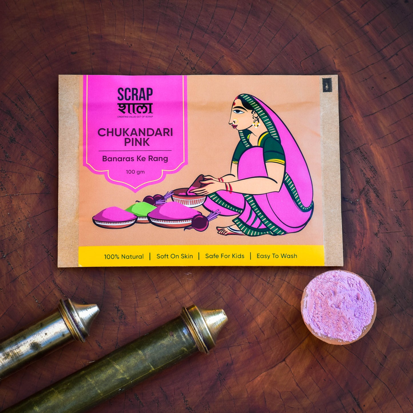 Natural Pink Gulaal for Holi | 200g | Skin-friendly | 100% Natural | Easy to Wash | Made in Banaras