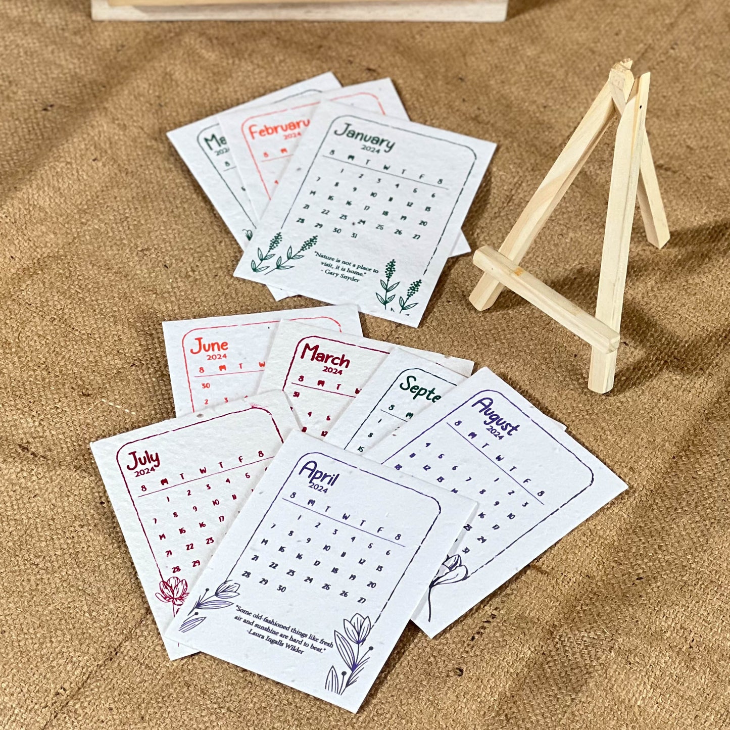 Plantable Calendar 2025 | Seed Paper | Eco-friendly | With wooden easel stand | Sustainable Gifting | Made in India