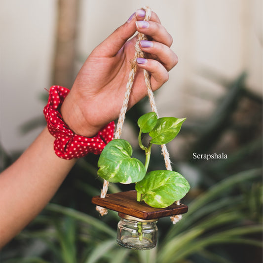 Mini Jar Hanging Planter | Strong hanging jute rope | Easy to open | Light weight | Upcycled | Scrapshala
