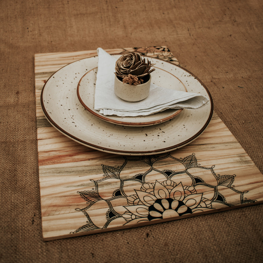 Mandala Place Mat | Natural Pine | Foldable | Multipurpose | Stain-Proof | Scrapshala