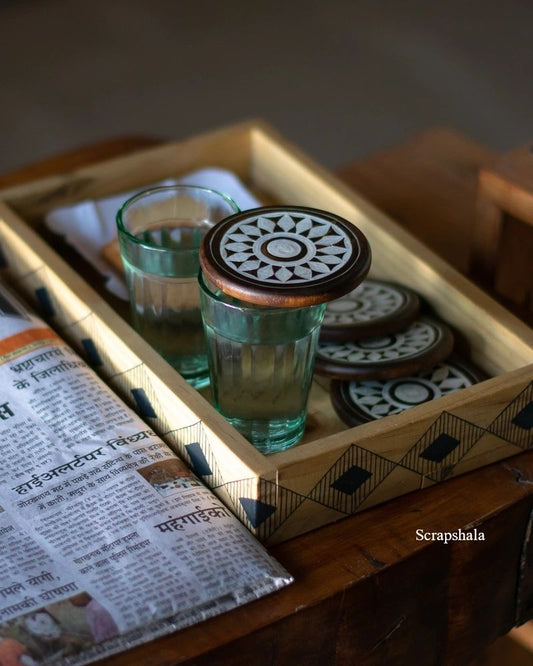 Mandala Coaster Pack of 4 | Salvage Range | Stain-proof | Handcrafted | Scrapshala