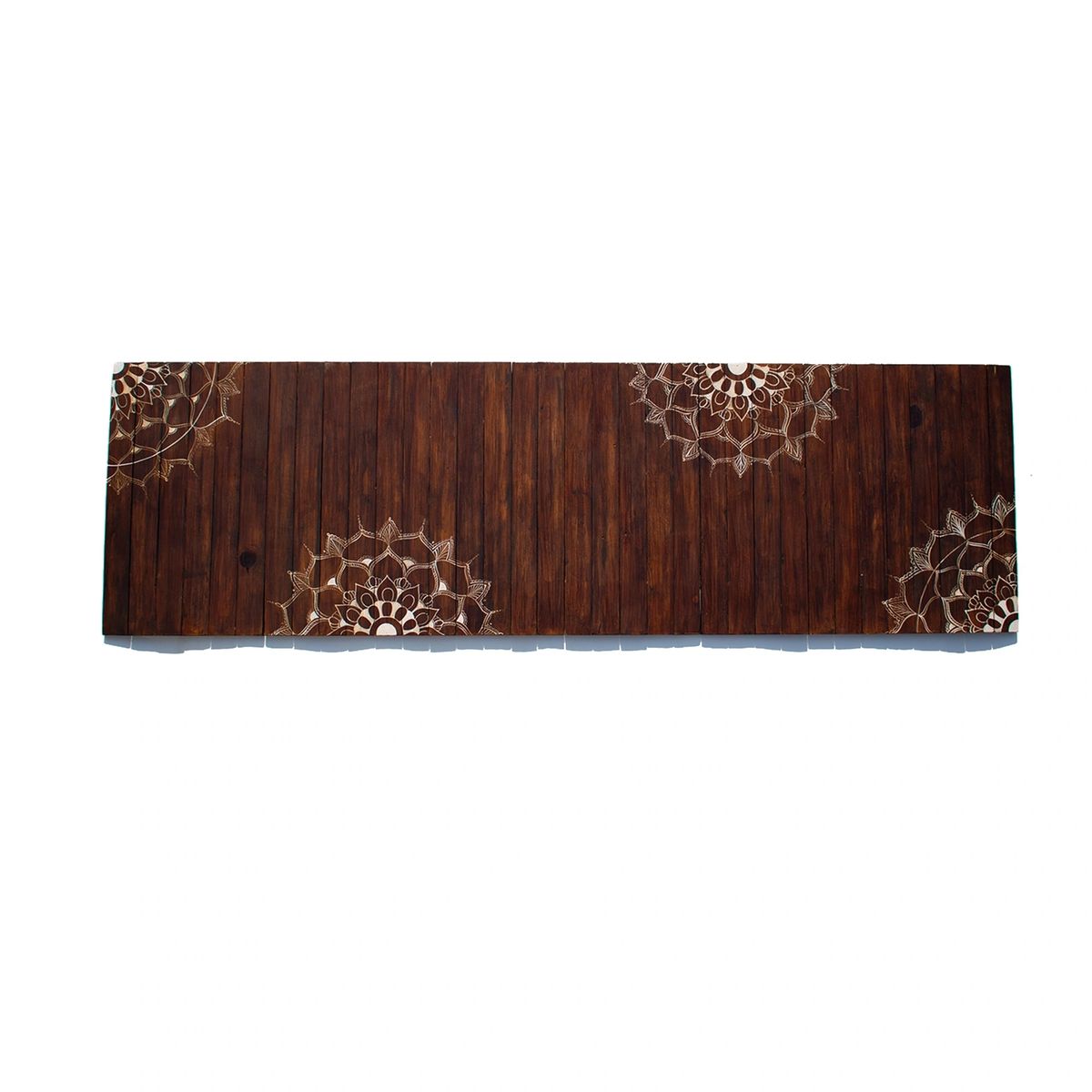 Mandala Dark Runner Mat | Natural Wood | Foldable | Stain-Proof | Multipurpose | Heat Resistant