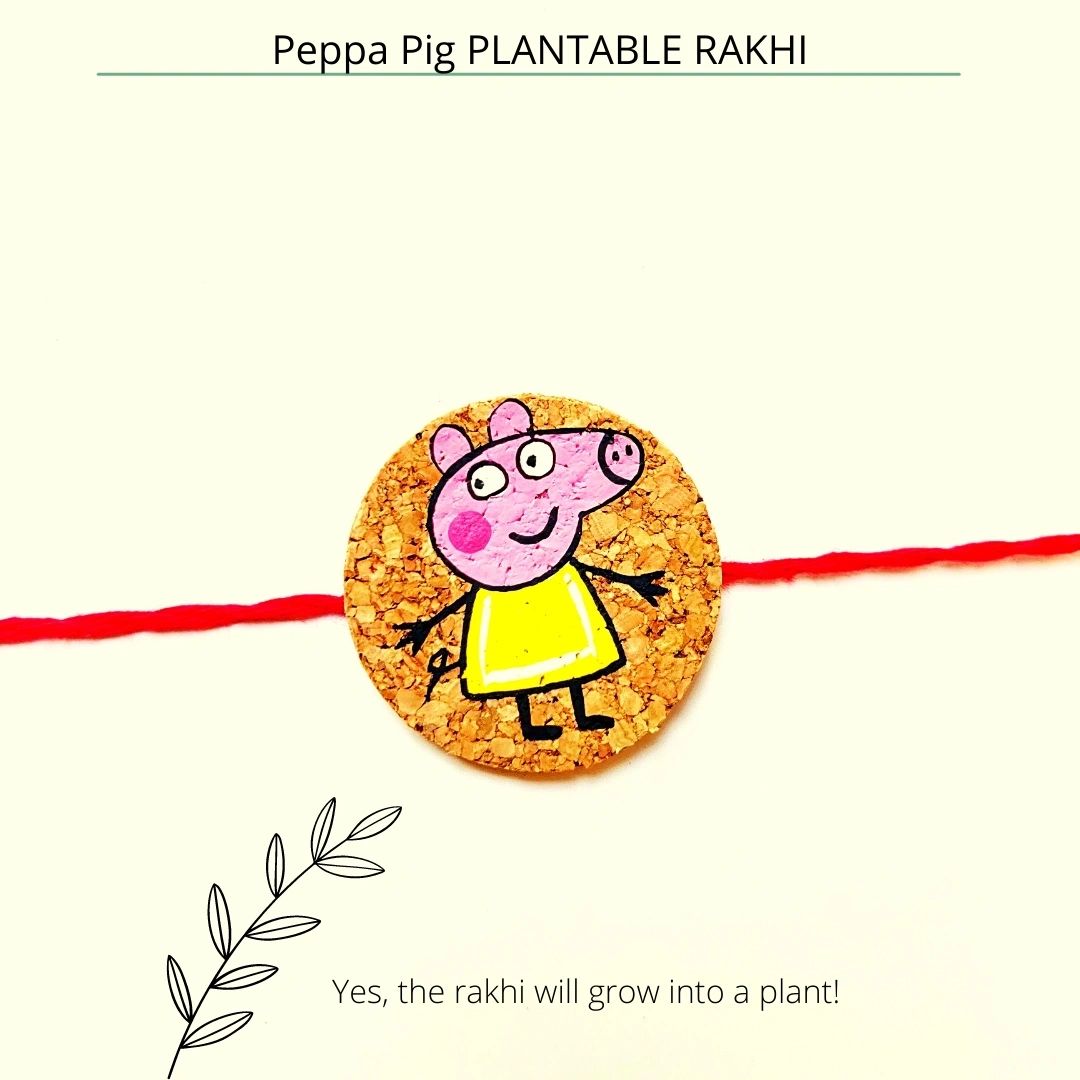 Peppa Pig Plantable Rakhi for Kids | Eco-Friendly Cartoon Rakhi That Grows | Handmade | Soft on Skin