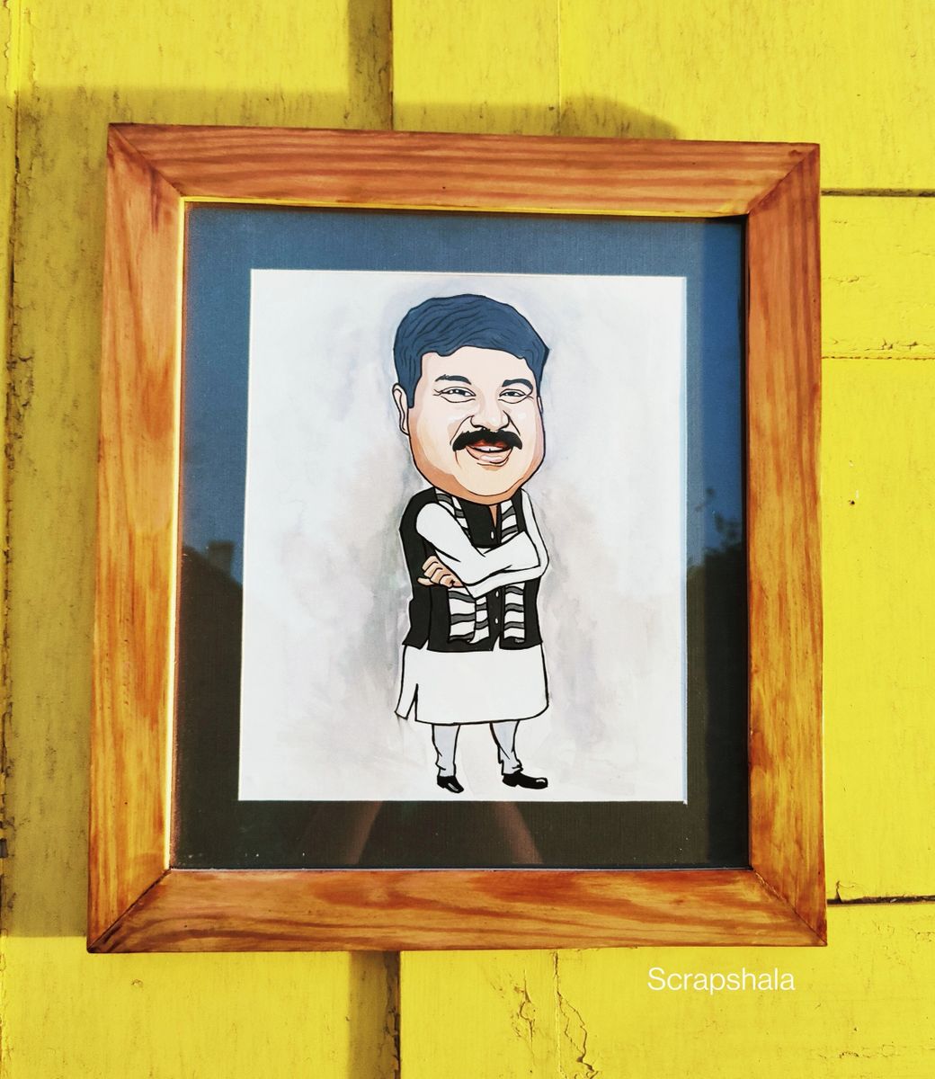 Personalized Handpainted Caricature Frame | Sustainable Thank You Gift | Scrapshala