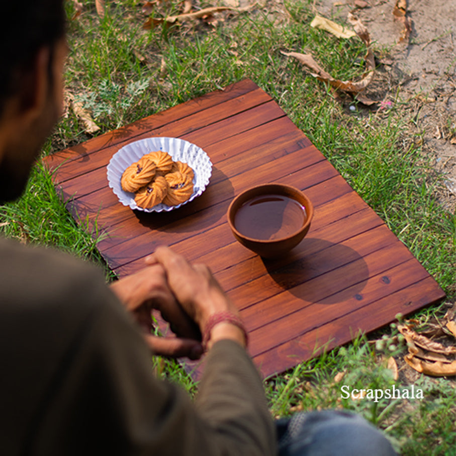 Earthy Wooden Place Mat | Walnut colour | Foldable | Stain-Proof | Scrapshala