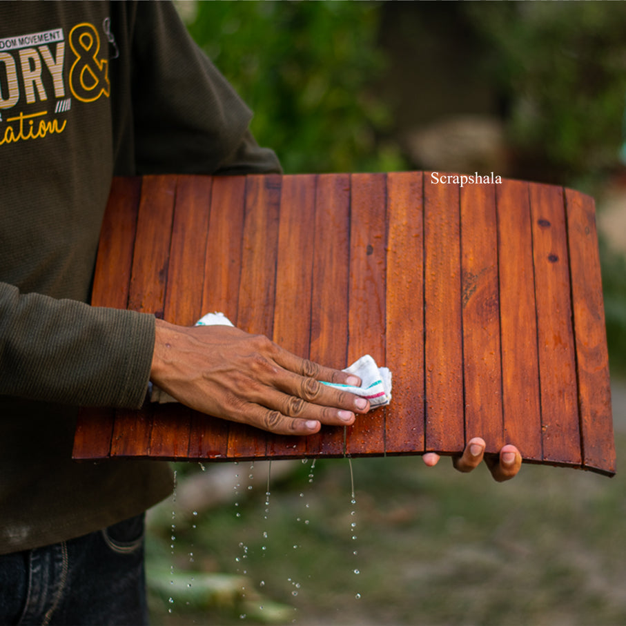 Earthy Wooden Place Mat | Walnut colour | Foldable | Stain-Proof | Scrapshala