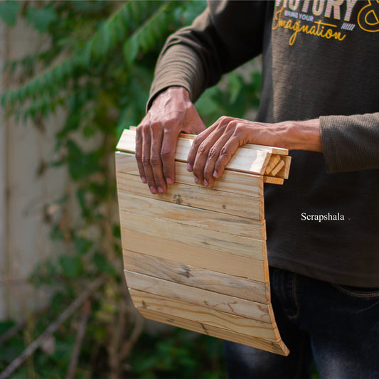 Natural Pine Wooden Table Mat | Reclaimed Wood Placemat | Handmade in India