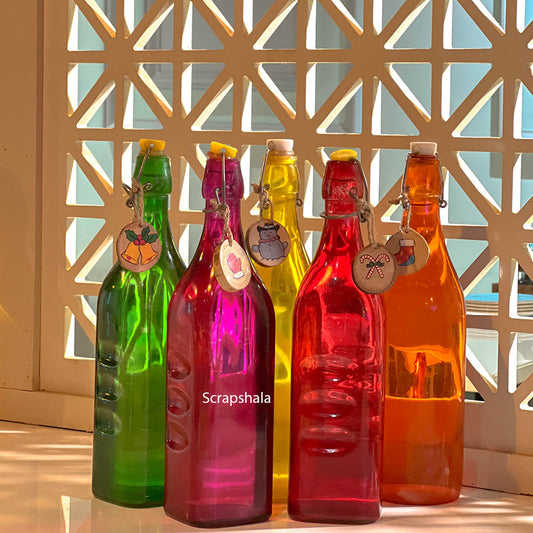 Christmas Ornaments Pack of five hanging | Handpainted, Reusable & Multipurpose | Natural Wood Décor by Scrapshala