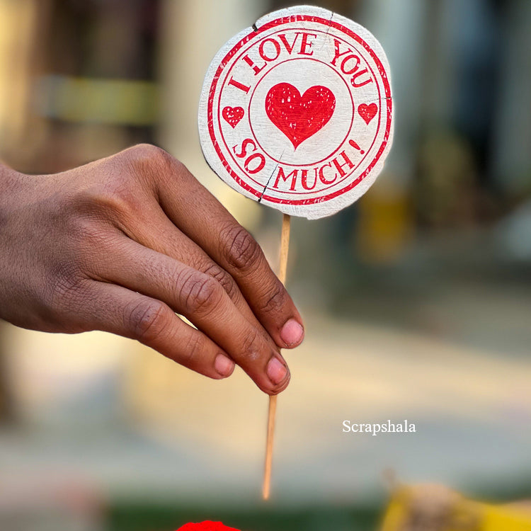 Cake Topper Pack | Multipurpose | Resuable | Handpainted | Natural Wood | Scrapshala