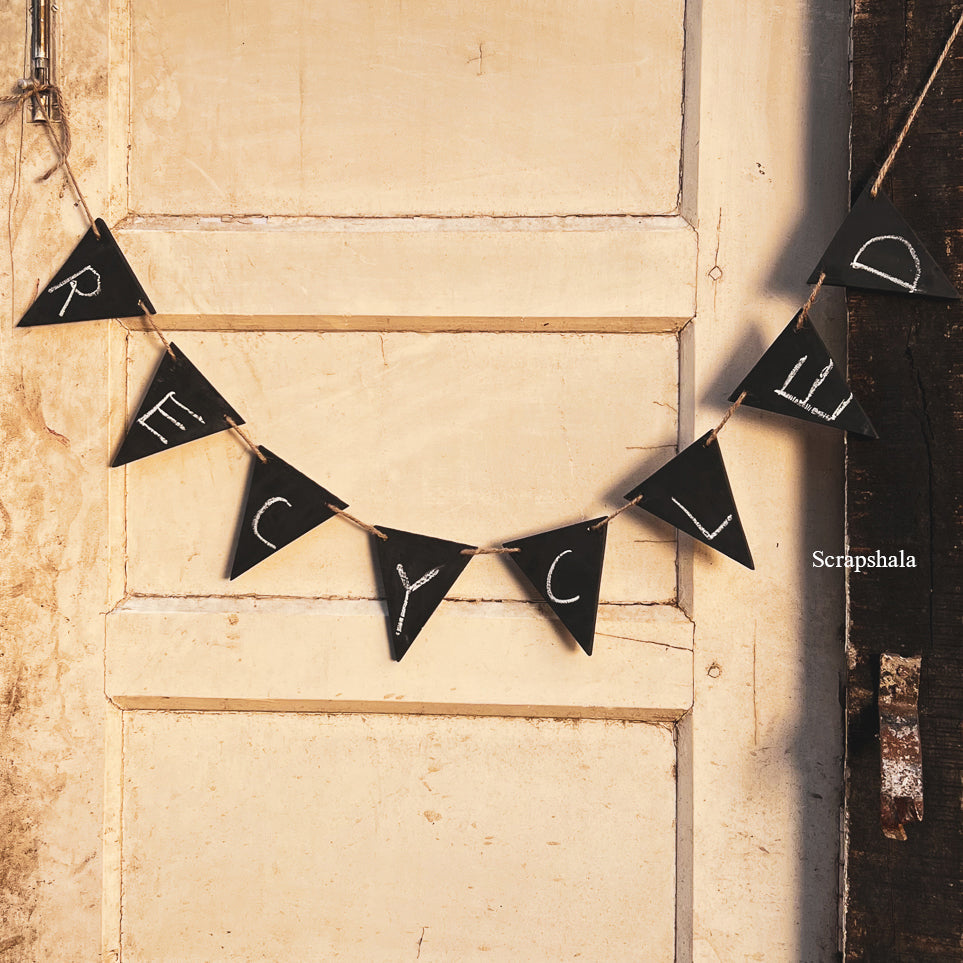 Chalkboard Bunting | Reusable | Handpainted | Natural reclaimed wood | Scrapshala